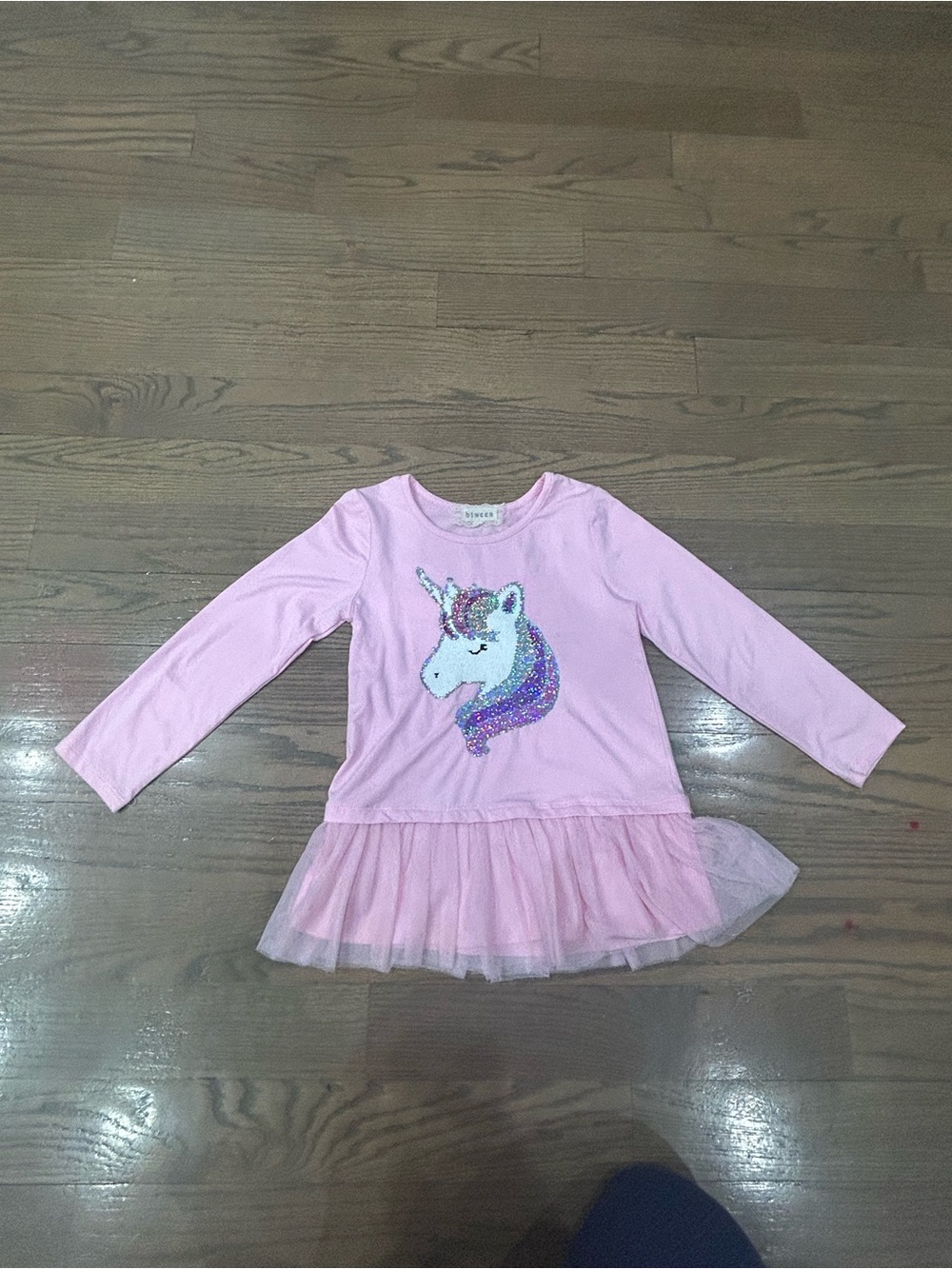 Girls Pink Unicorn Sequin Flip Shirt Dress Size 6X – Long Sleeve